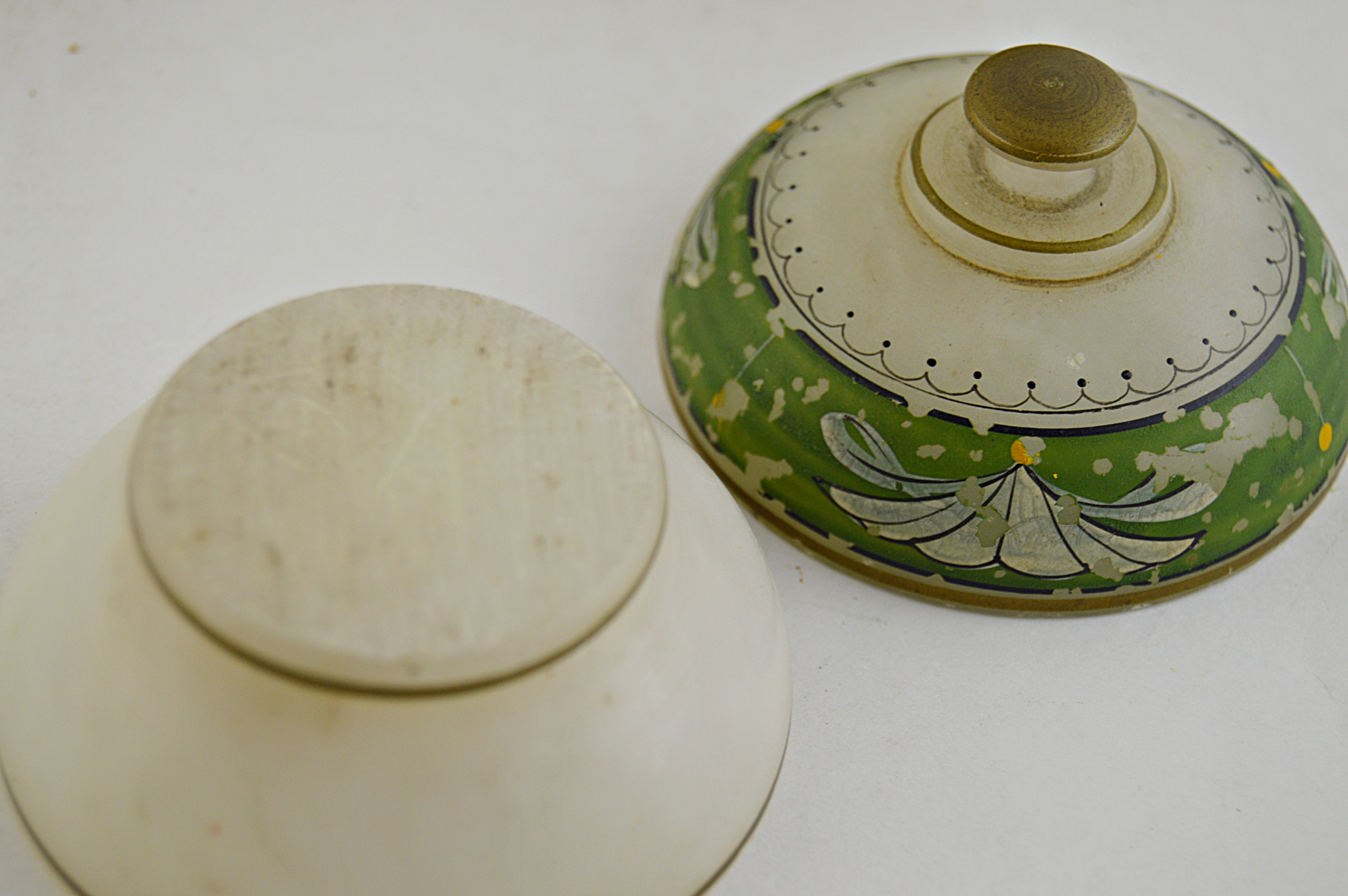 Set of Vintage Hand Painted Onyx Dresser Jars