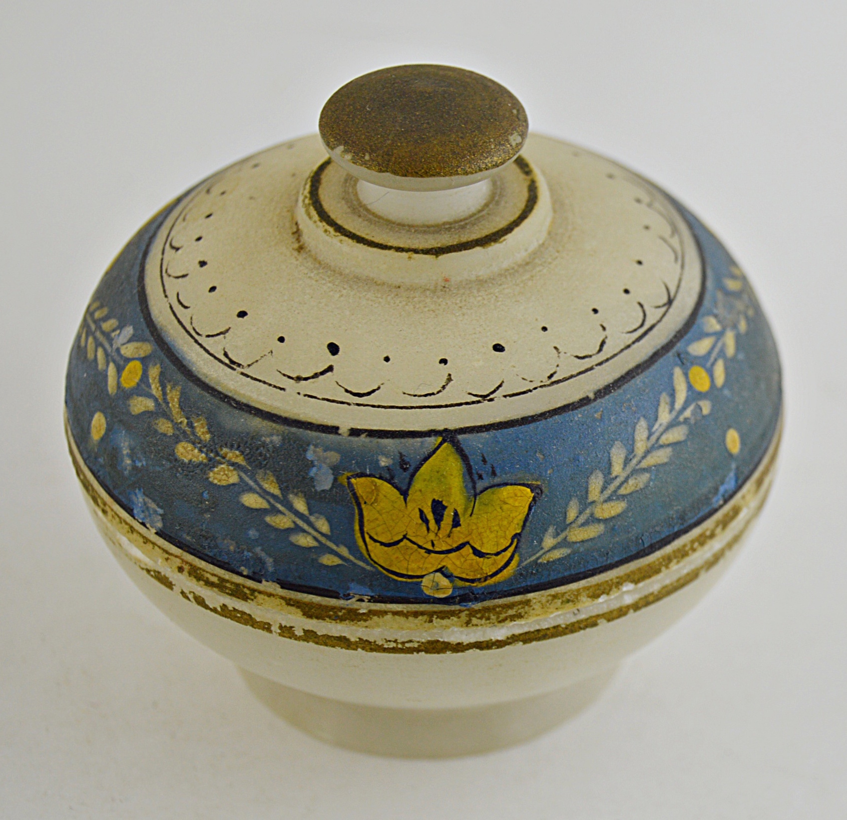 Set of Vintage Hand Painted Onyx Dresser Jars