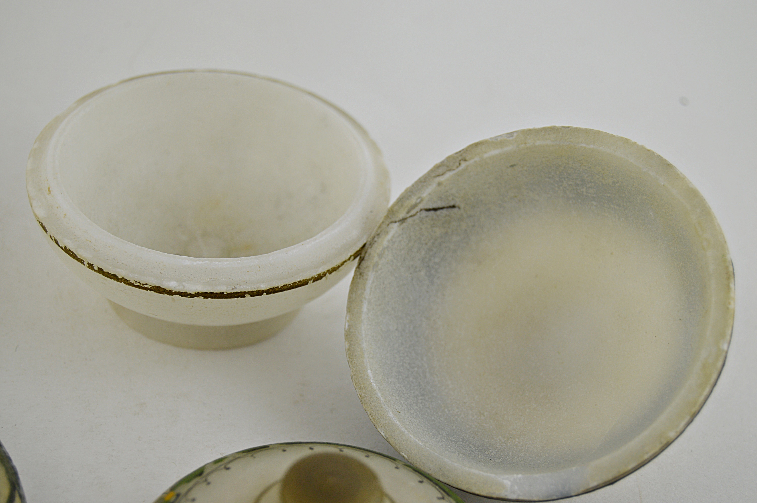 Set of Vintage Hand Painted Onyx Dresser Jars