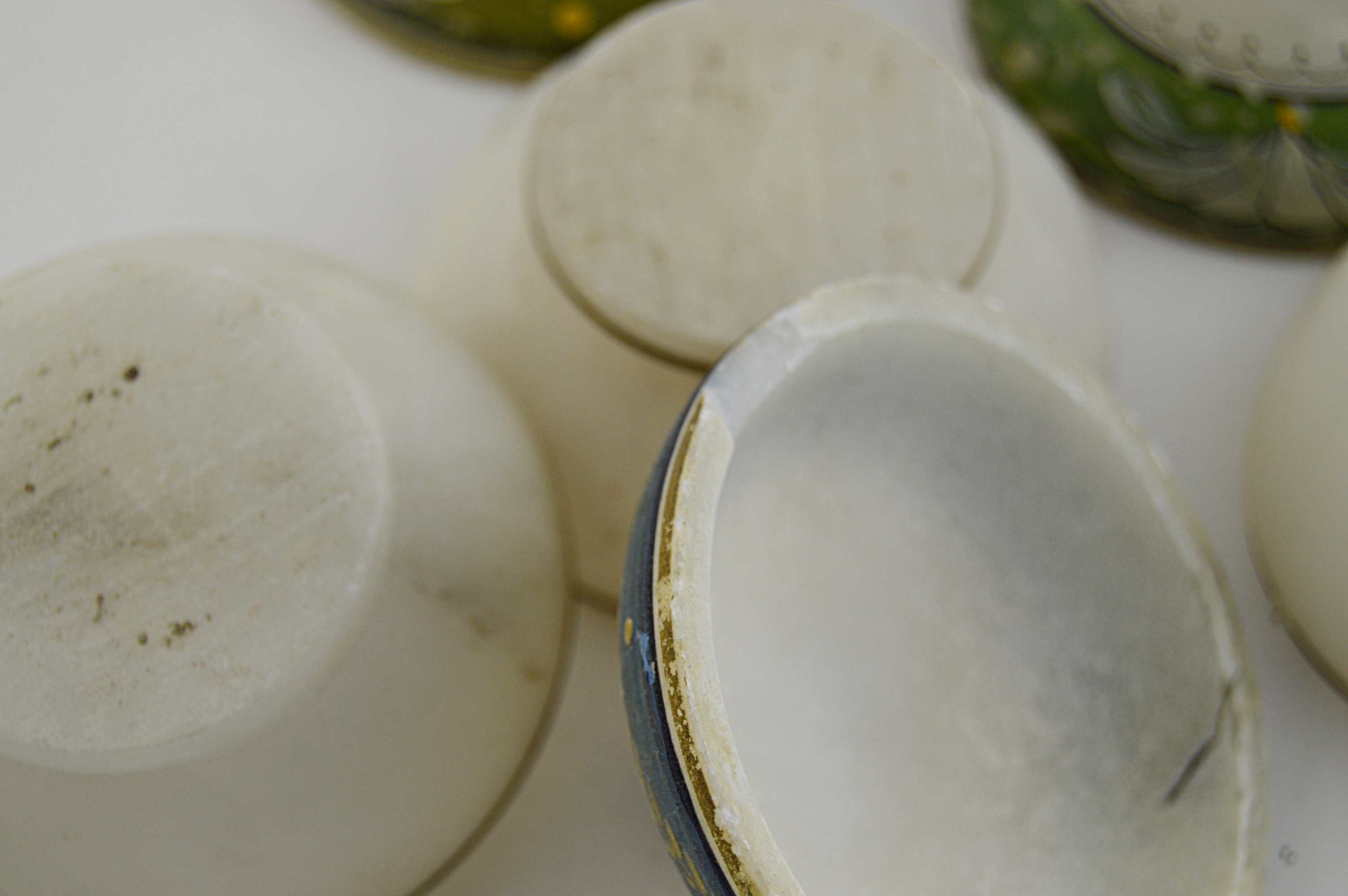 Set of Vintage Hand Painted Onyx Dresser Jars