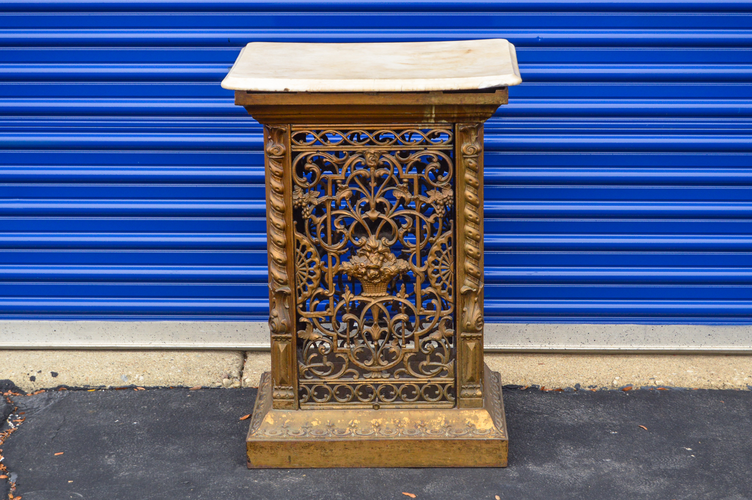 Antique Cast Iron Stand with Marble Top
