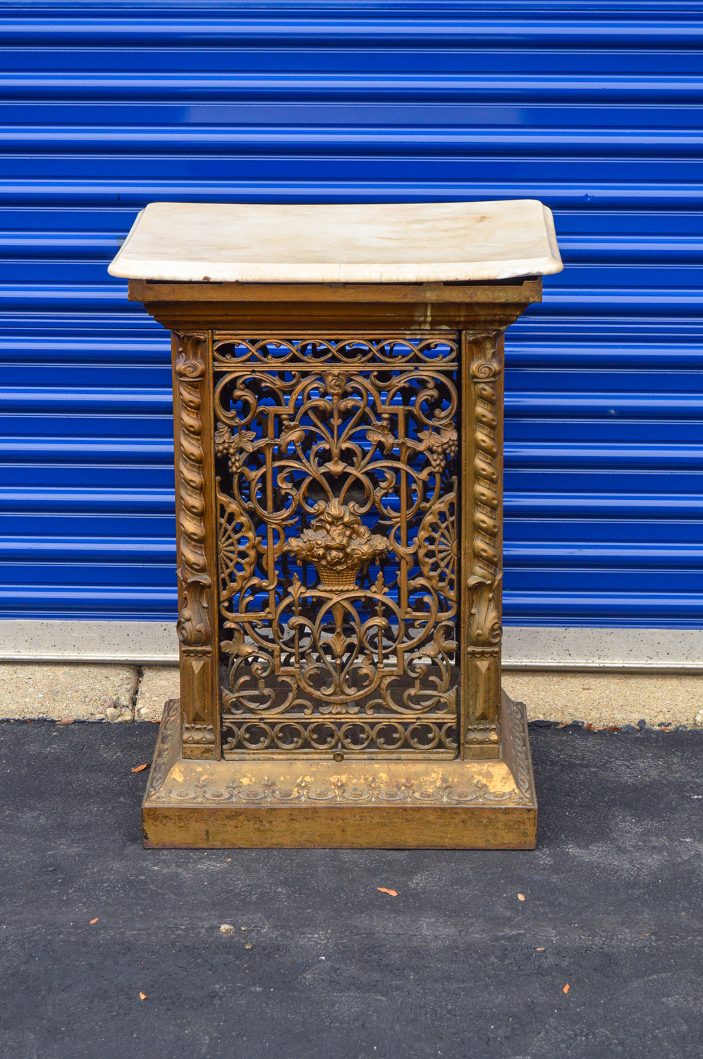 Antique Cast Iron Stand with Marble Top