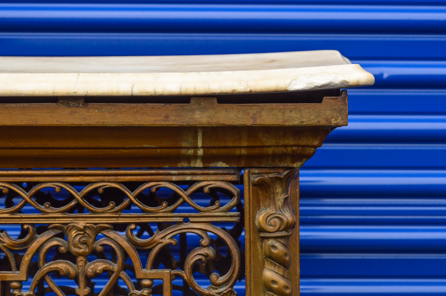 Antique Cast Iron Stand with Marble Top