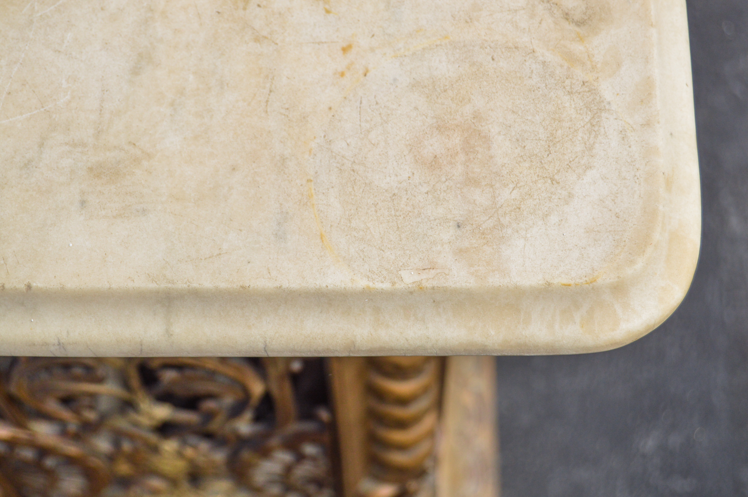 Antique Cast Iron Stand with Marble Top