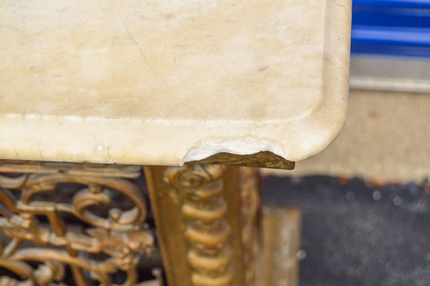 Antique Cast Iron Stand with Marble Top