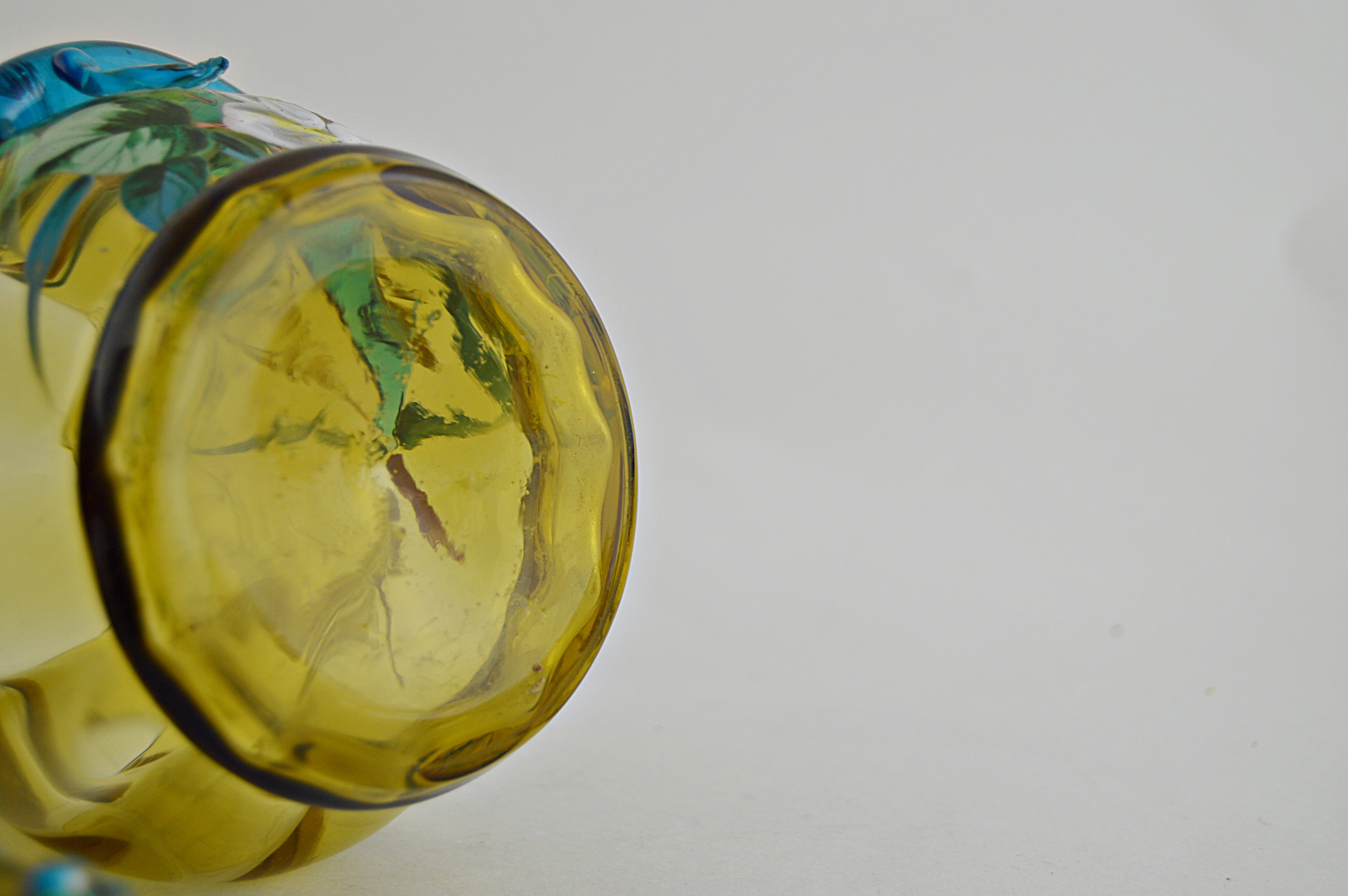 Antique Czechoslovakian Bohemian Moser Snake Art Glass Dresser Jar