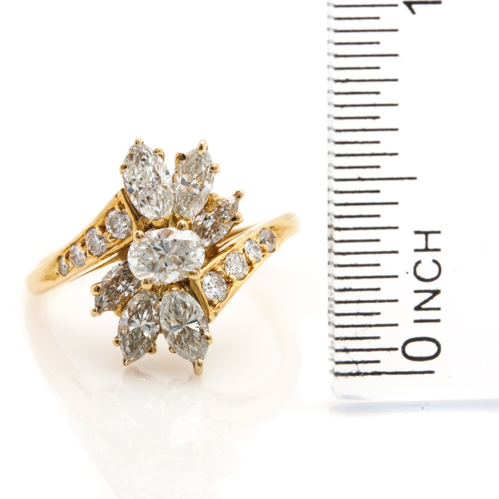 18K Yellow Gold 1.72 CTW Diamond Bypass Ring