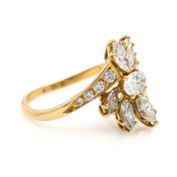 18K Yellow Gold 1.72 CTW Diamond Bypass Ring