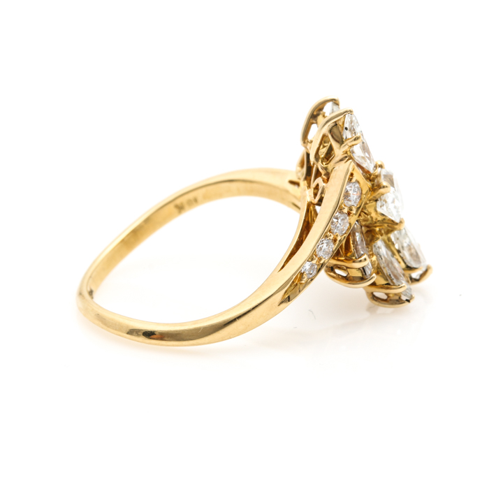 18K Yellow Gold 1.72 CTW Diamond Bypass Ring