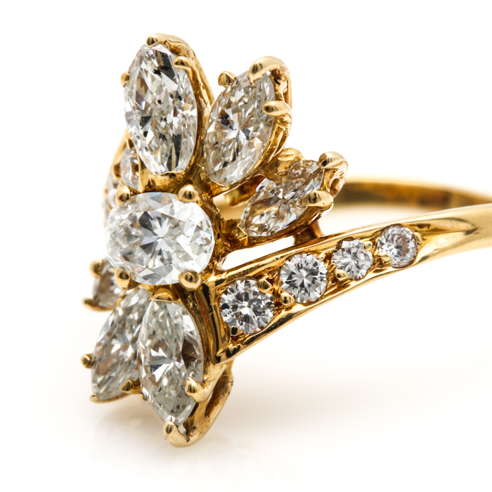18K Yellow Gold 1.72 CTW Diamond Bypass Ring