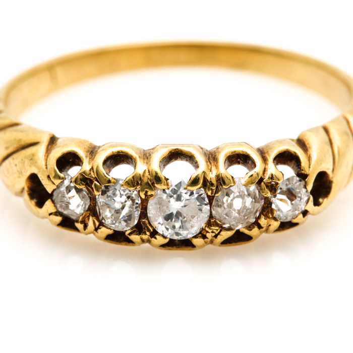 Victorian 18K Yellow Gold Diamond Ring