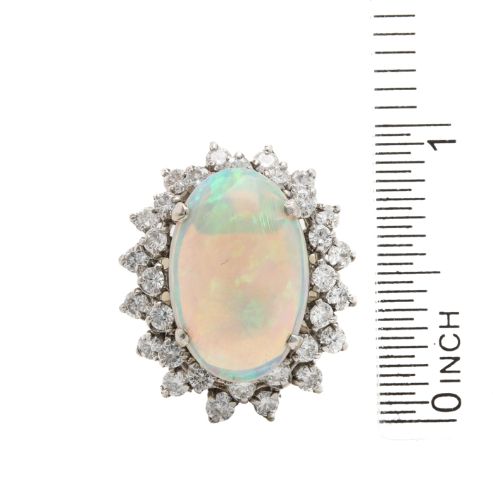 14K White Gold Opal and 1.44 CTW Diamond Ring