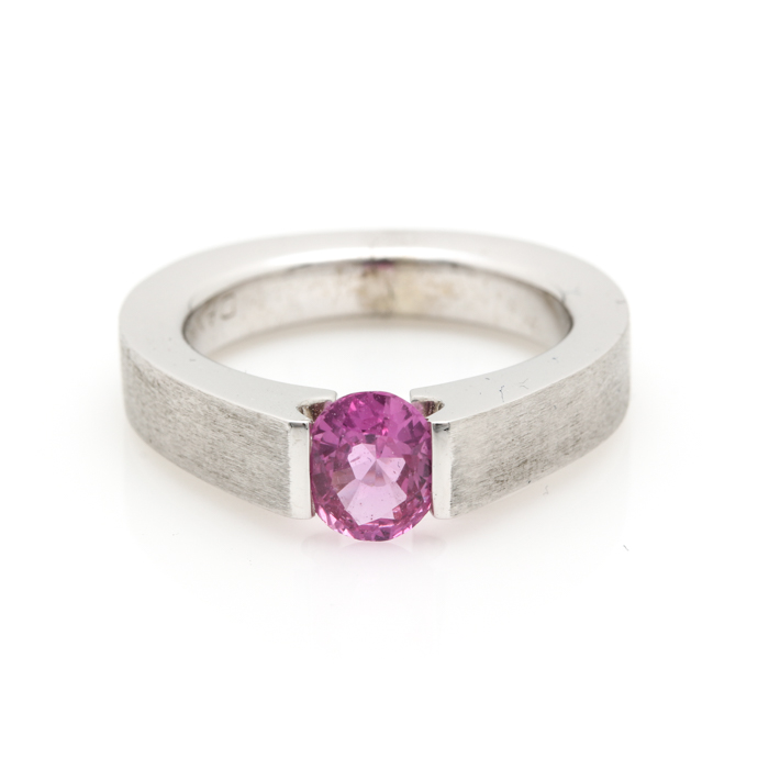 14K White Gold 1.09 CT Pink Sapphire Ring