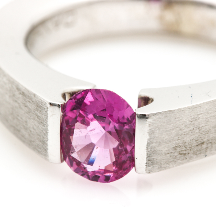 14K White Gold 1.09 CT Pink Sapphire Ring