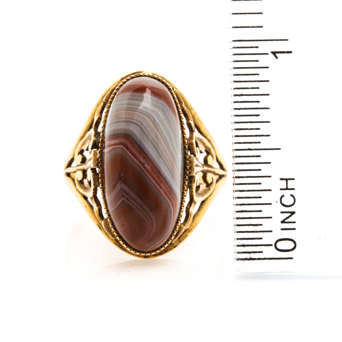 14K Yellow Gold Agate Ring