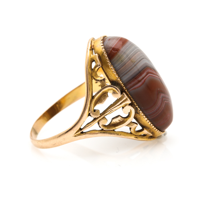 14K Yellow Gold Agate Ring