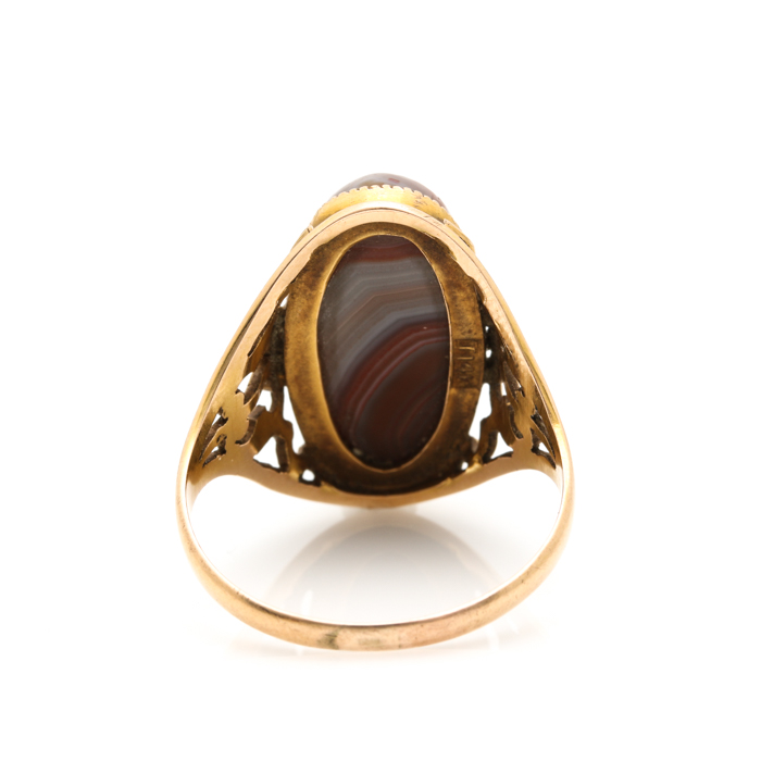 14K Yellow Gold Agate Ring