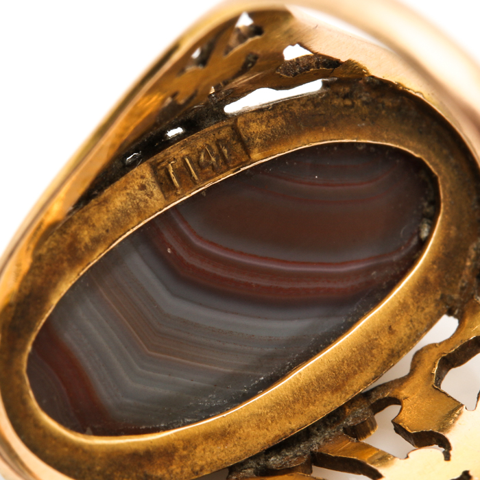 14K Yellow Gold Agate Ring