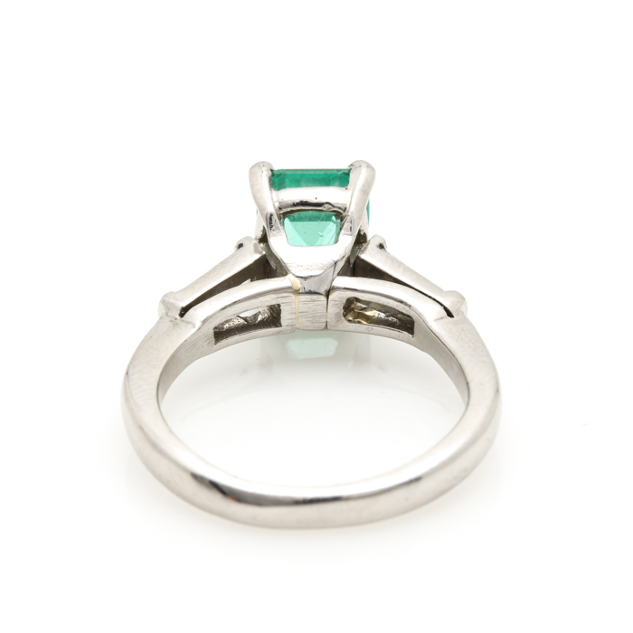 Platinum Emerald and Diamond Ring