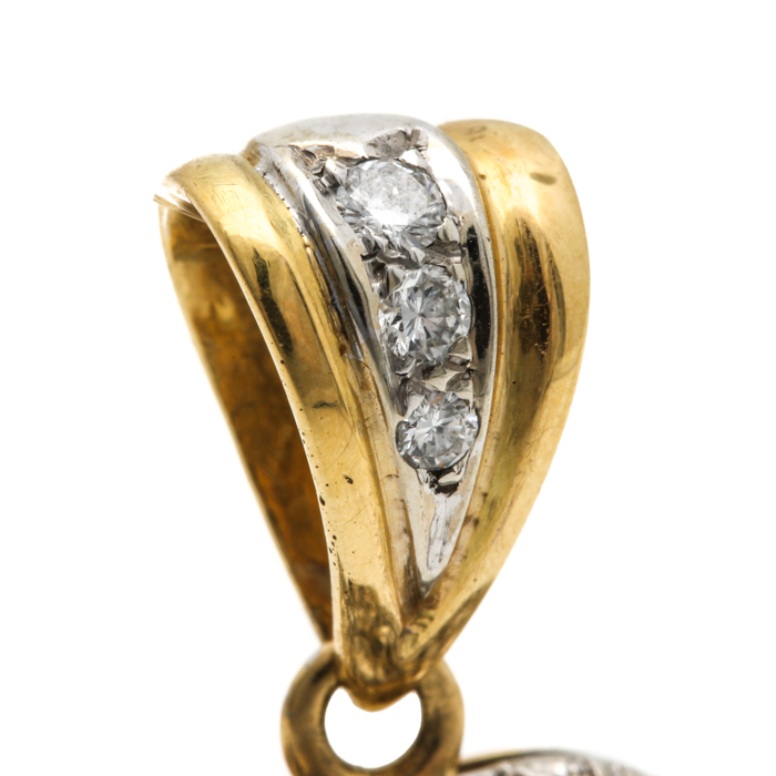 18K Yellow Gold Blue Sapphire and 1.25 CTW Diamond Heart Pendant