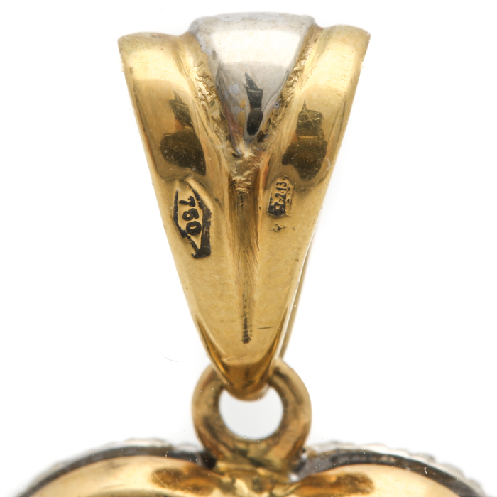 18K Yellow Gold Blue Sapphire and 1.25 CTW Diamond Heart Pendant