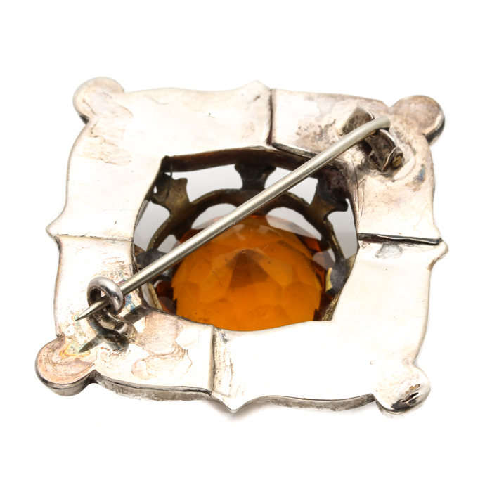 Victorian Sterling Silver Brooches with Accents Including Diamonds