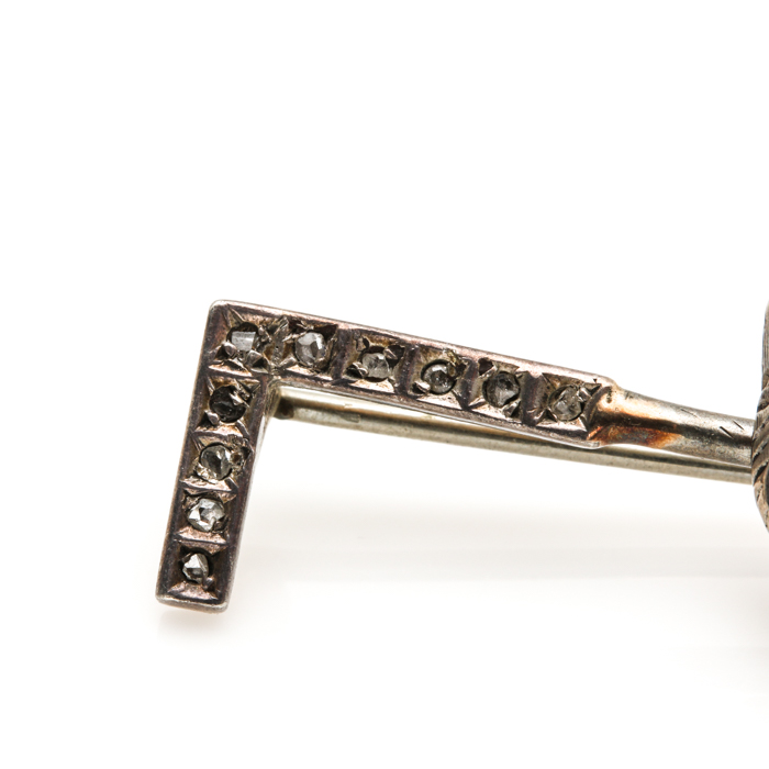 Victorian Sterling Silver Brooches with Accents Including Diamonds