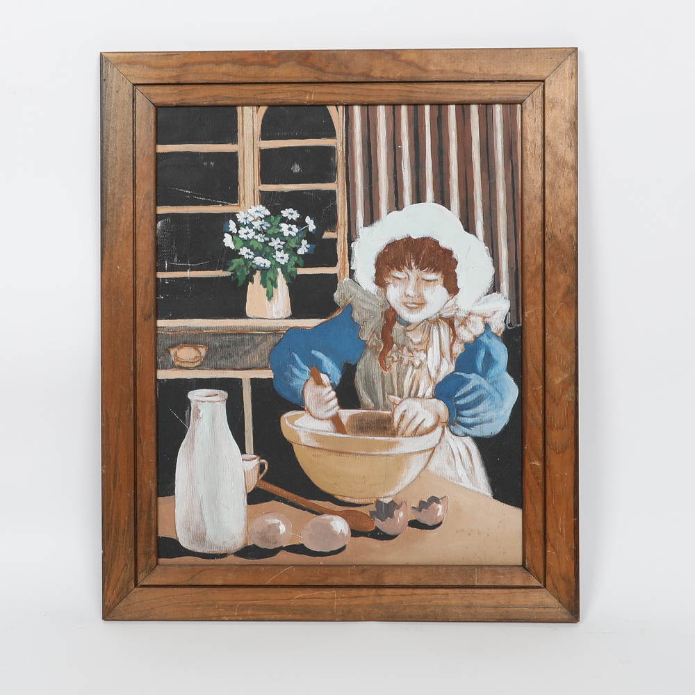 Acrylic Painting on Canvas of Woman Baking