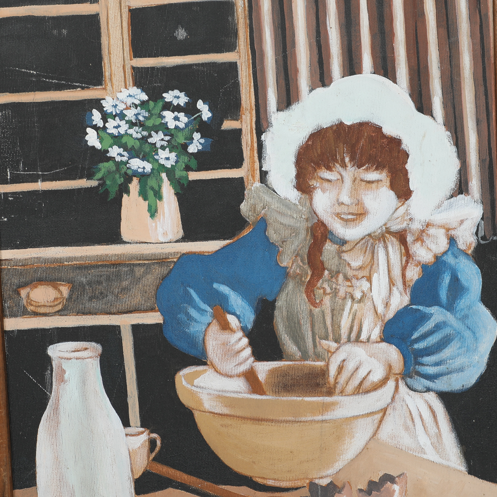 Acrylic Painting on Canvas of Woman Baking