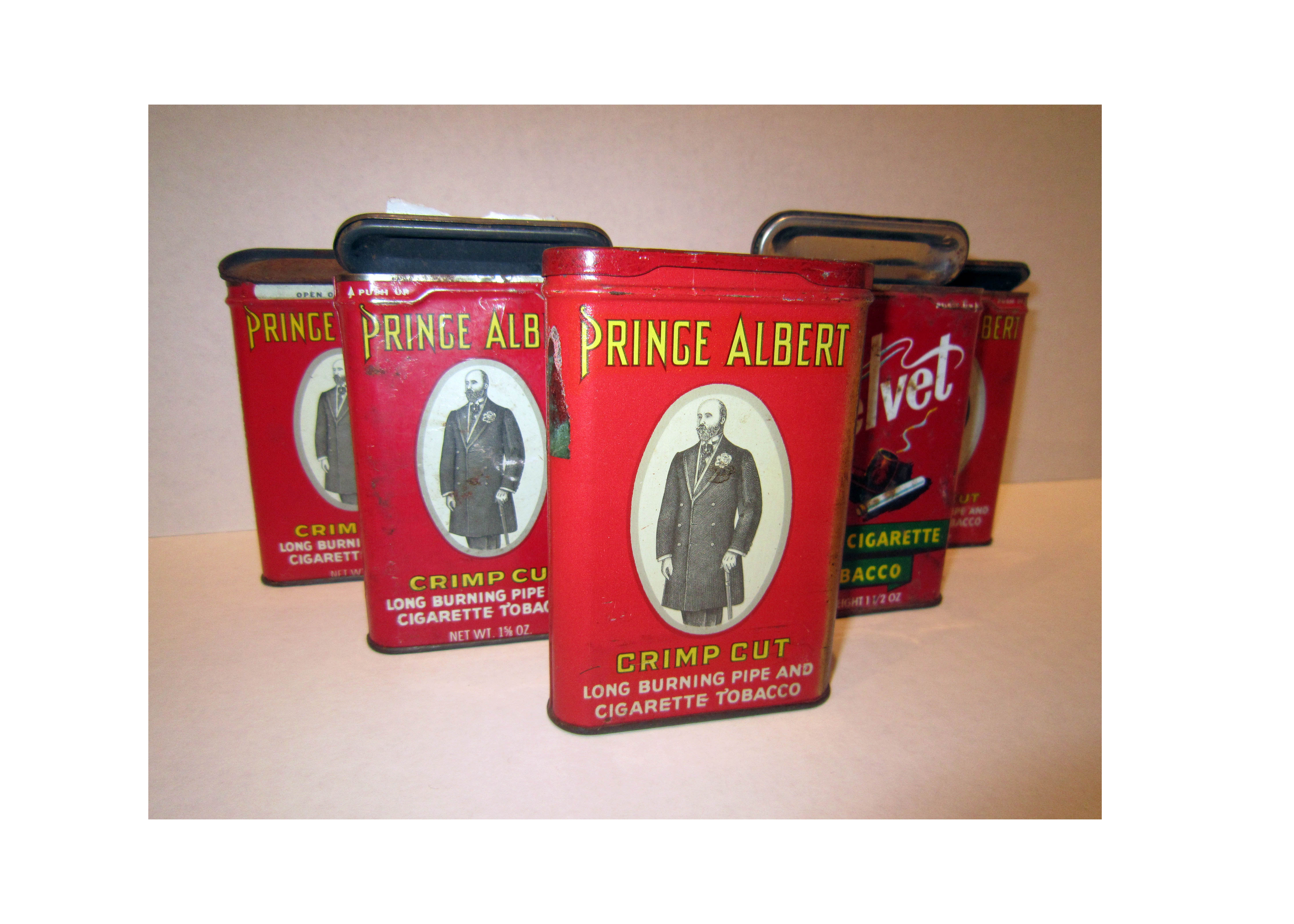 Set of Six Vintage Tobacco Cans