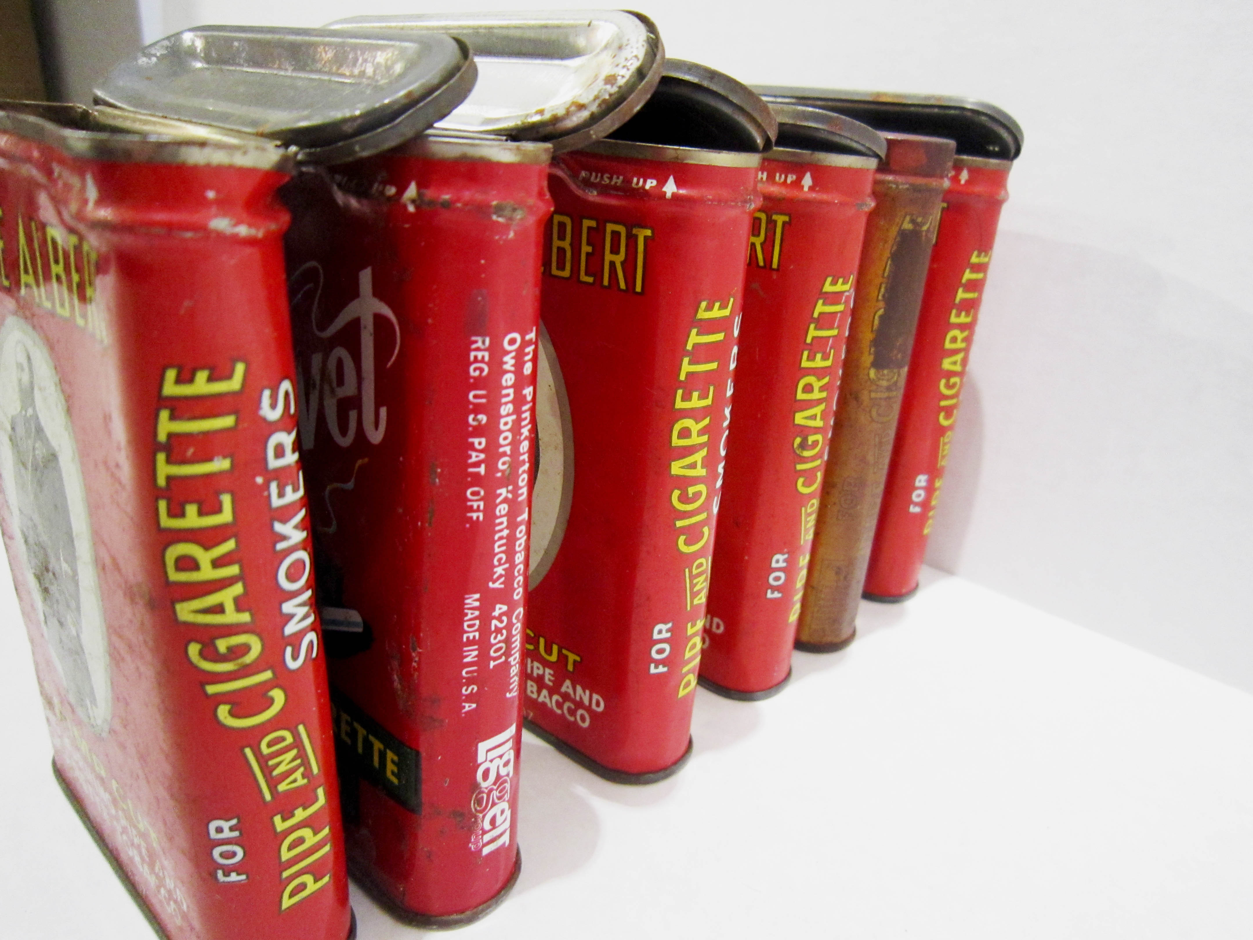 Set of Six Vintage Tobacco Cans