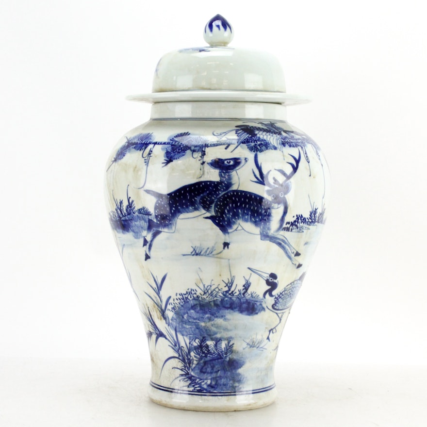 Chinese Blue and White Lidded Jar