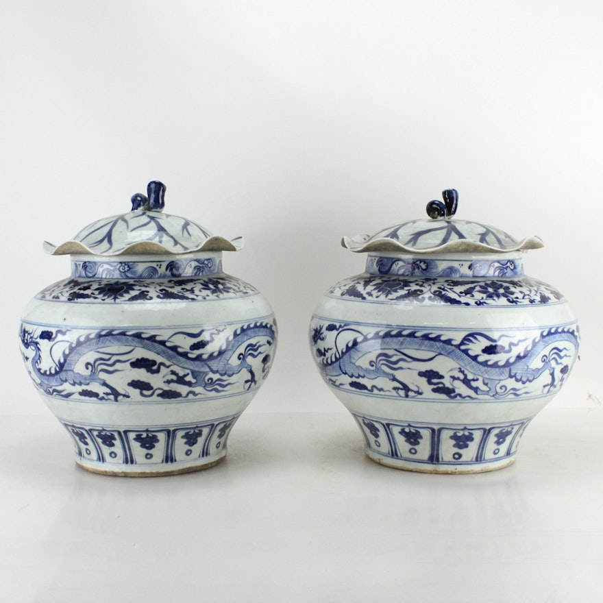 Chinese Blue and White Ginger Jars