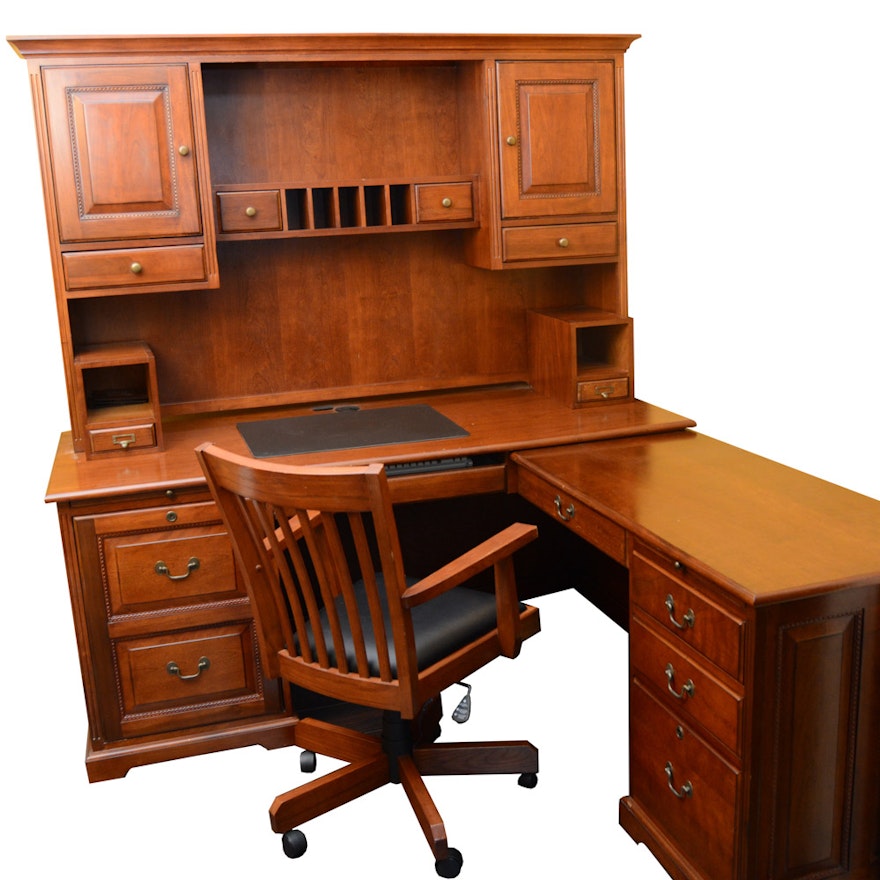 Riverside Furniture "Meridian" Home Collection Workstation with Hutch and Chair