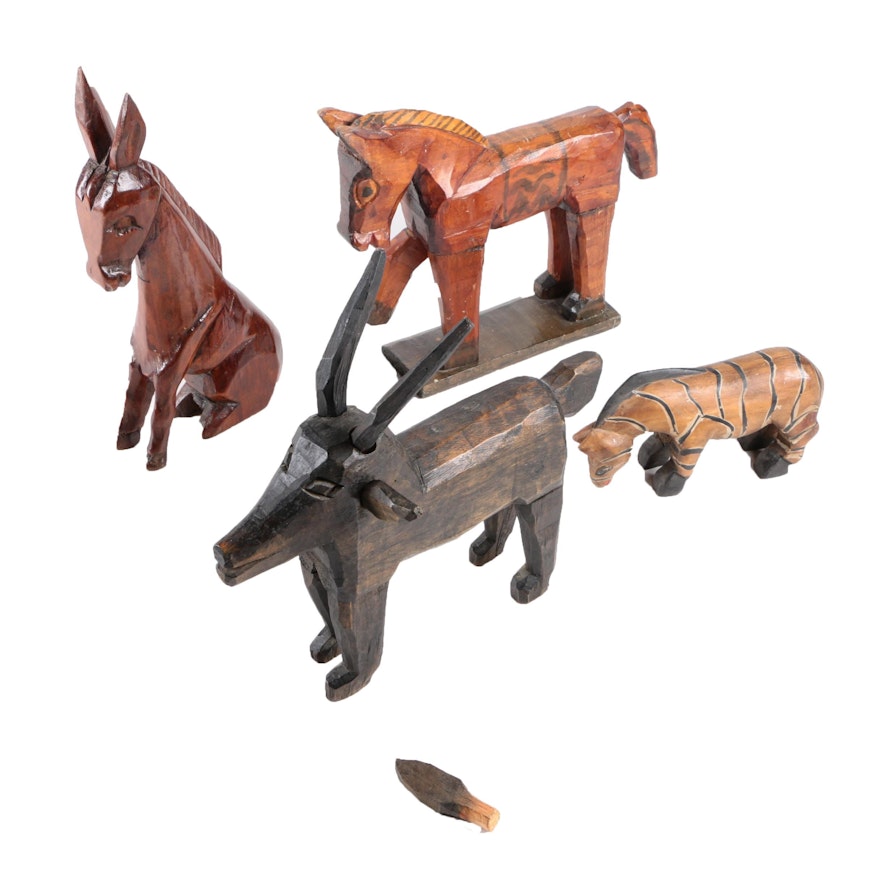 Wood Carvings of Grazing Animals