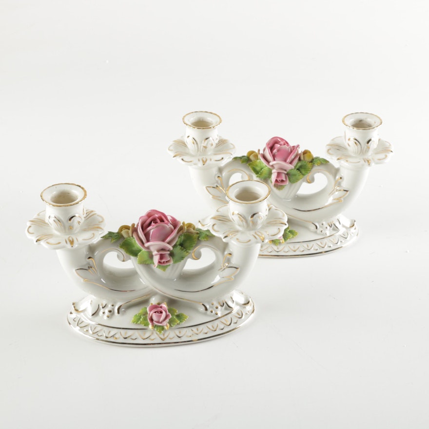 Dresden Floral Candle Sticks