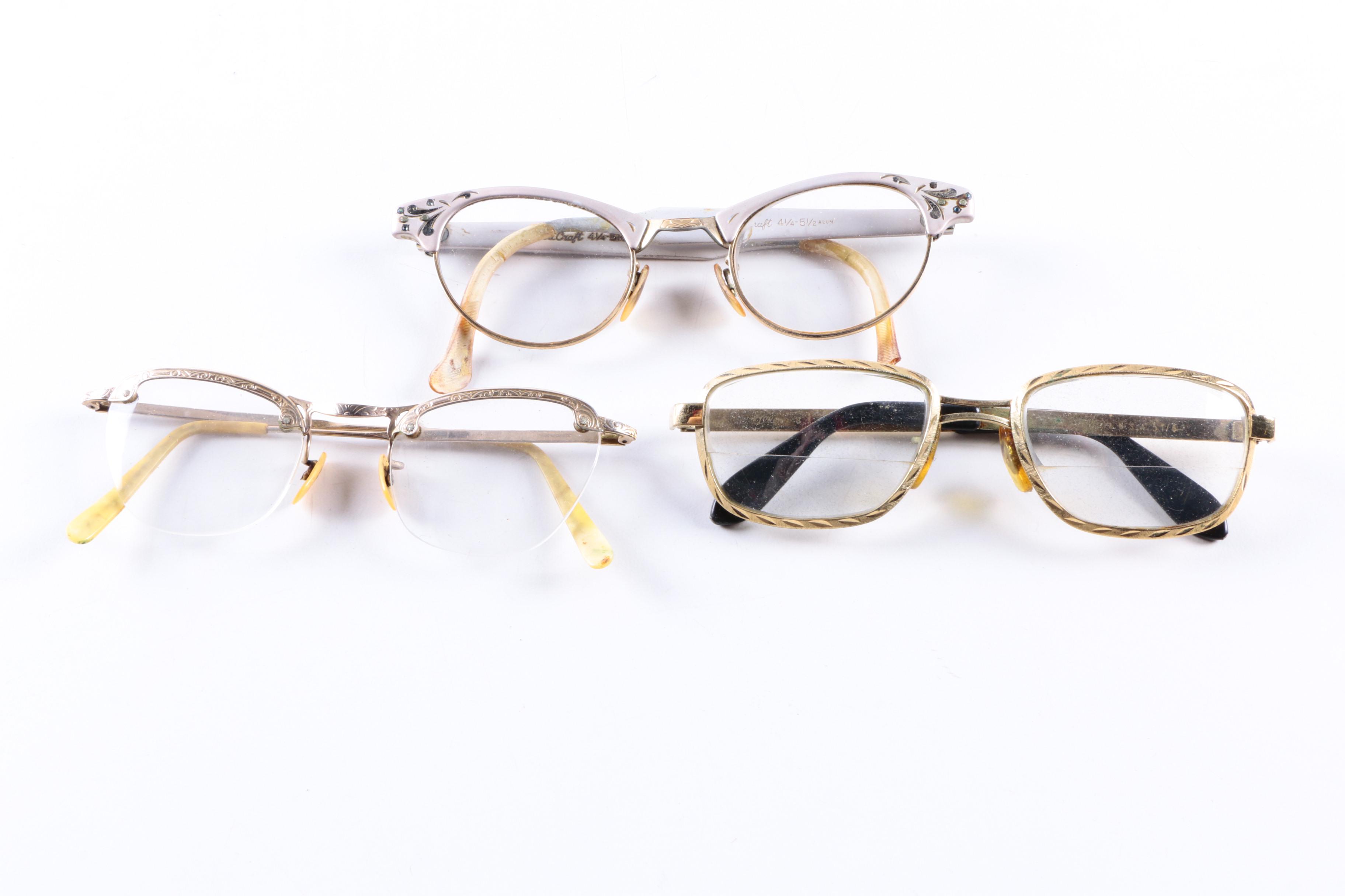 Women's and Men's Vintage Eyeglasses and Cases Including Gold Filled
