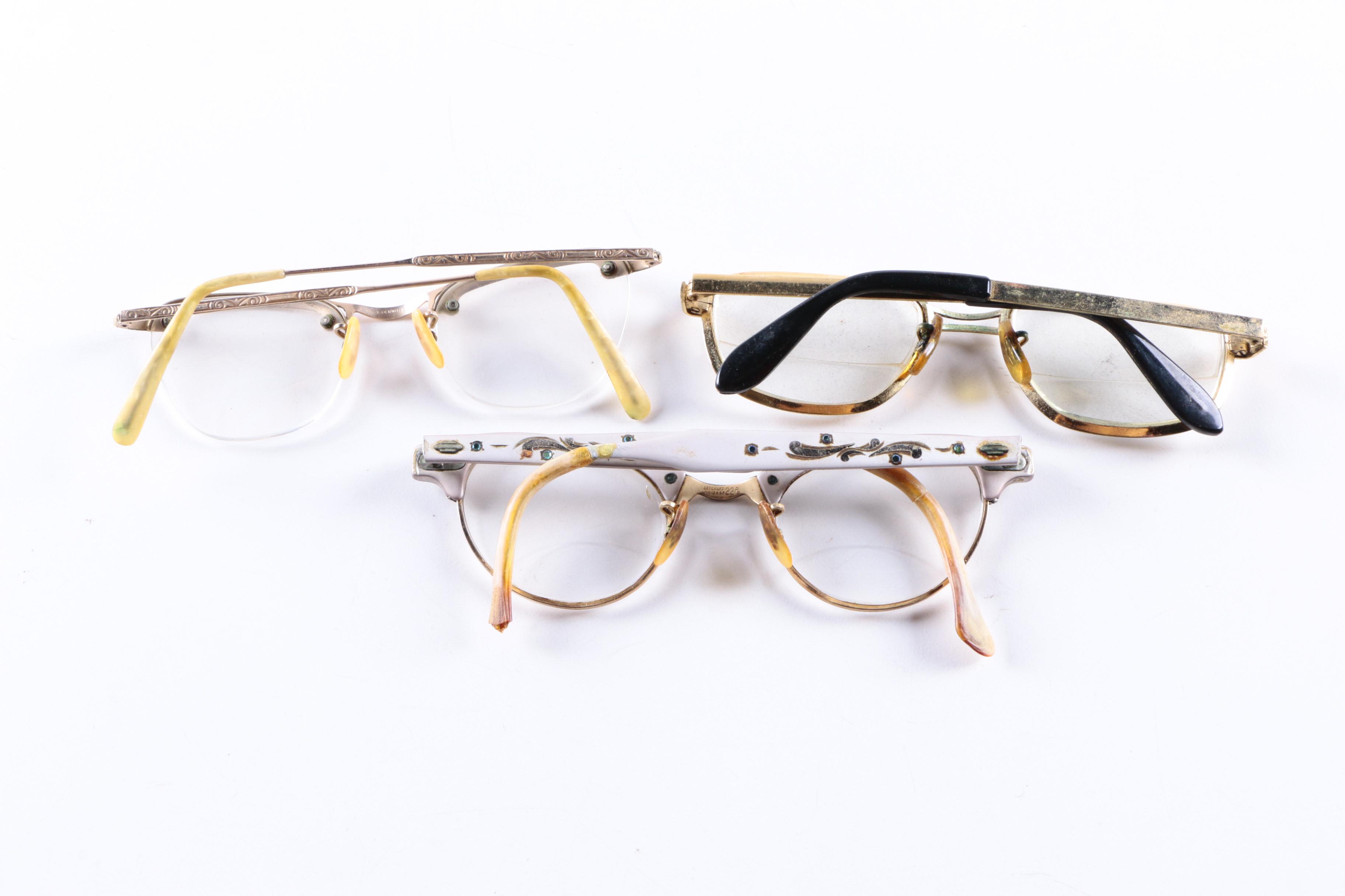 Women's and Men's Vintage Eyeglasses and Cases Including Gold Filled