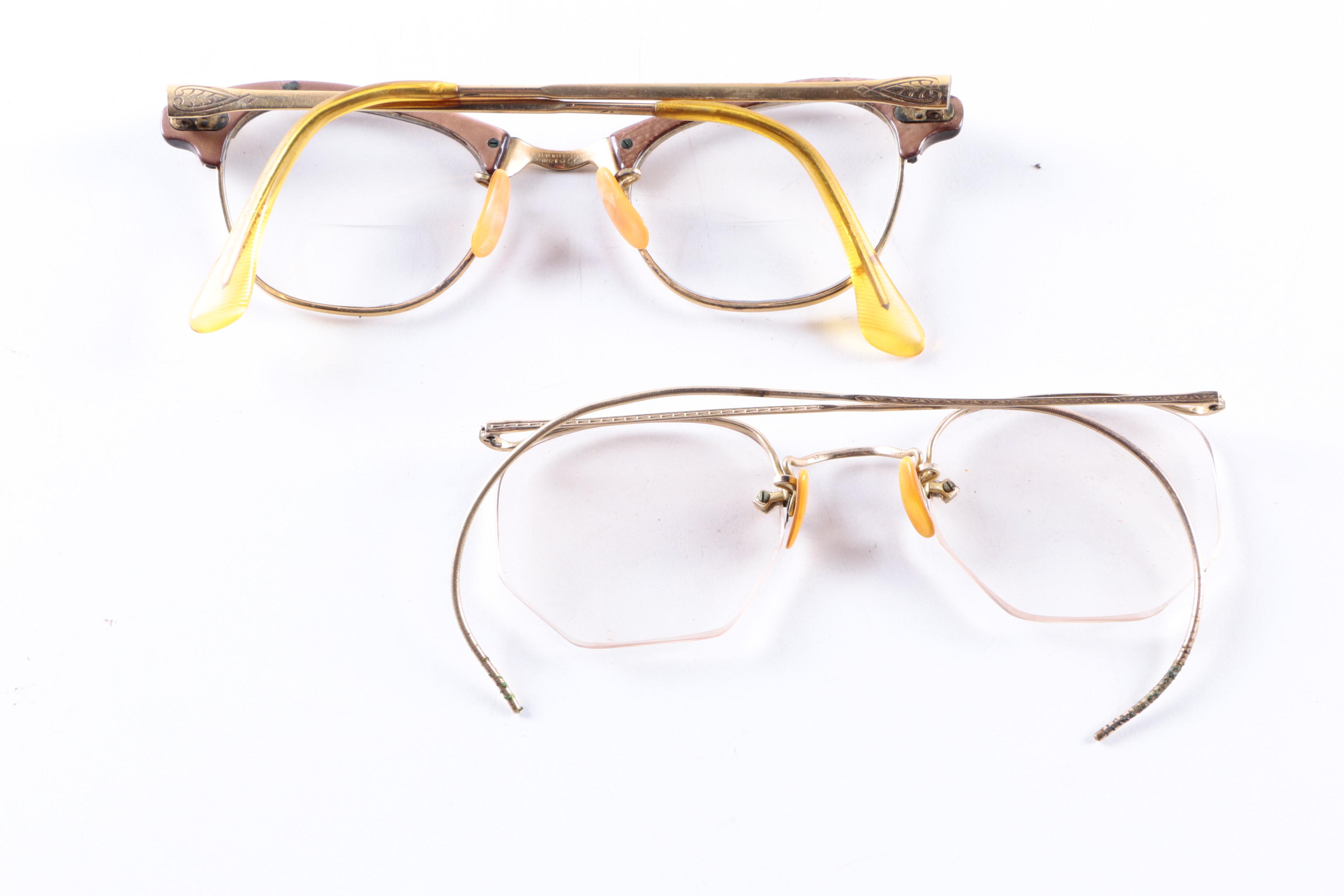 Women's and Men's Vintage Eyeglasses and Cases Including Gold Filled