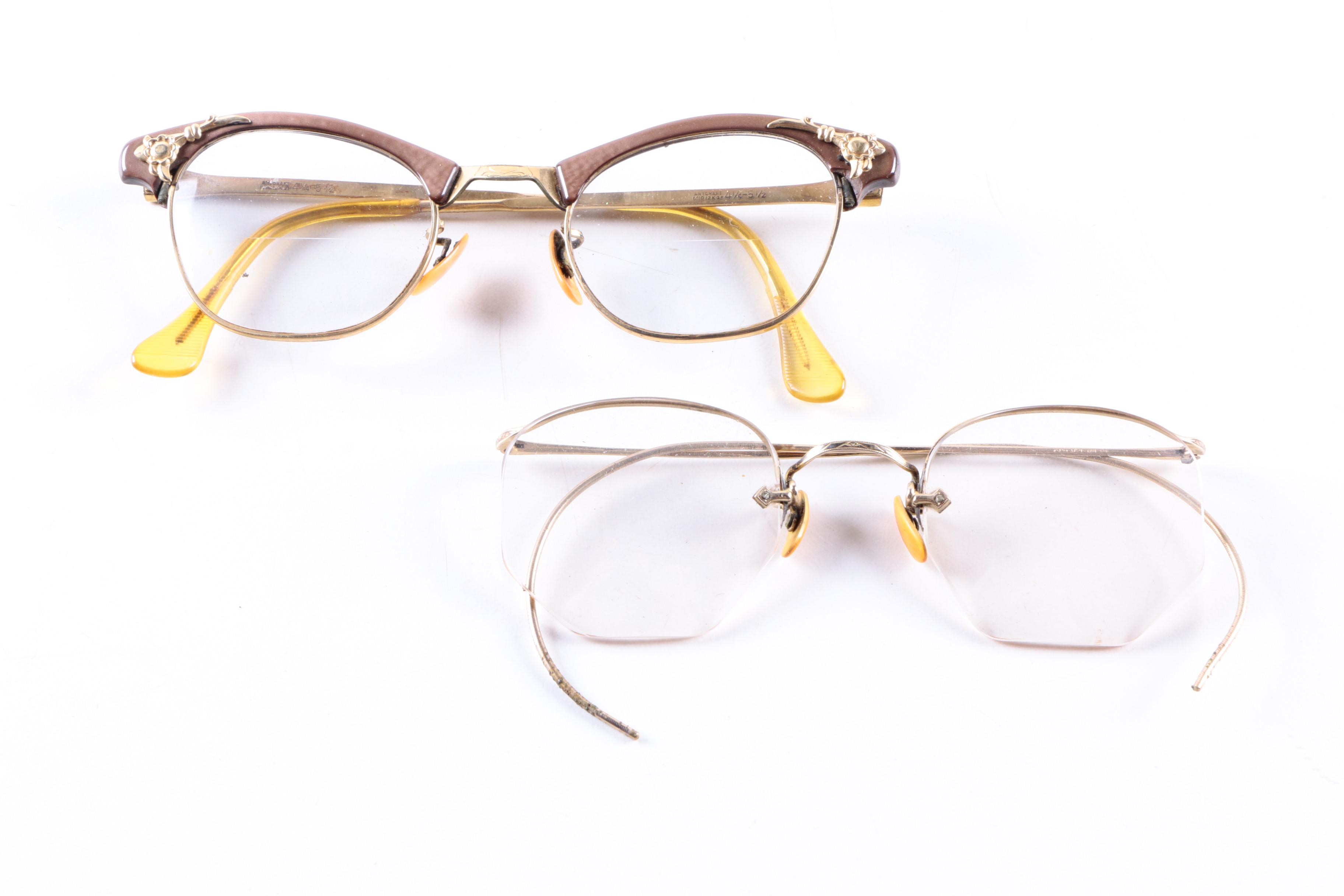 Women's and Men's Vintage Eyeglasses and Cases Including Gold Filled