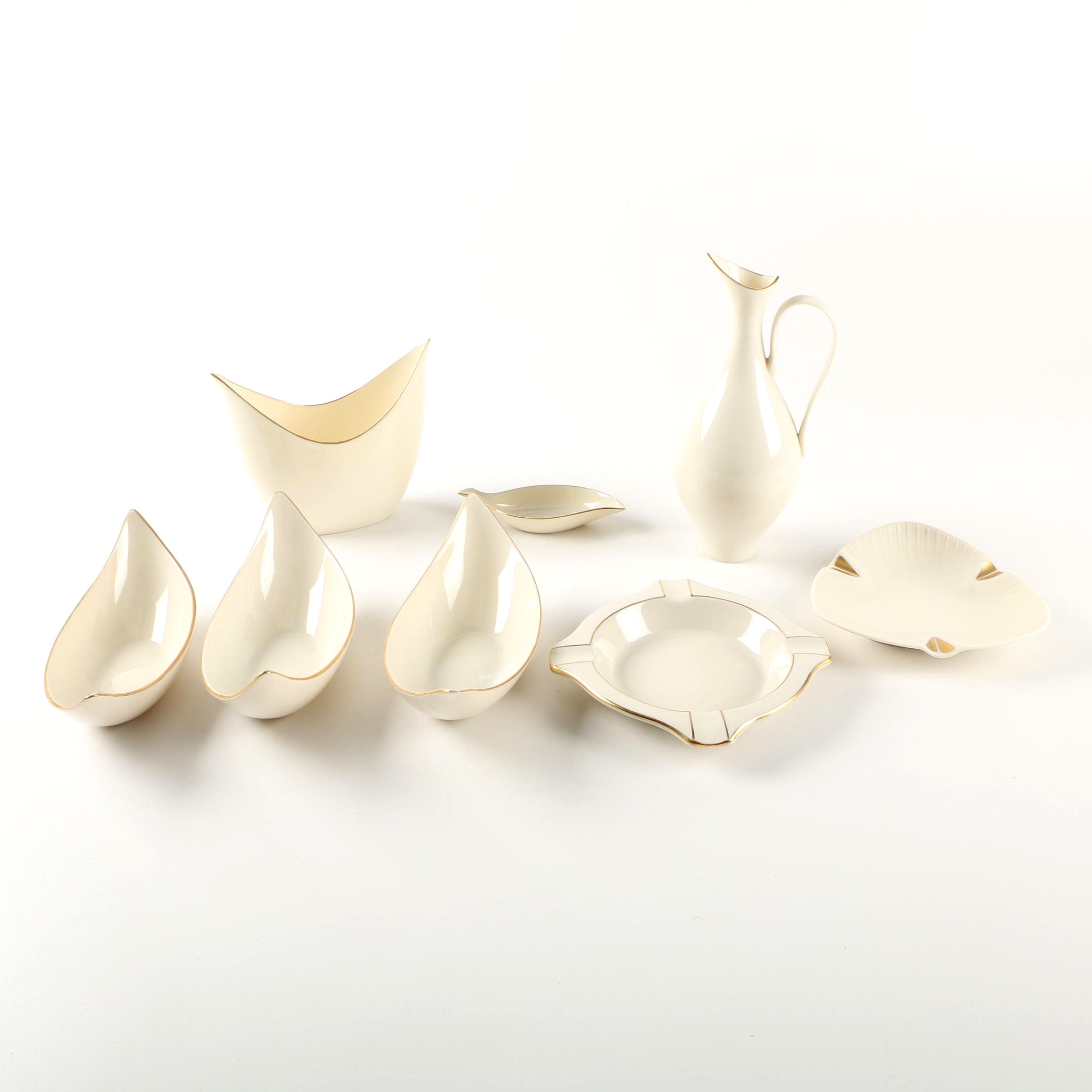 Assortment of White and Gold Lenox and Pickard China Decor