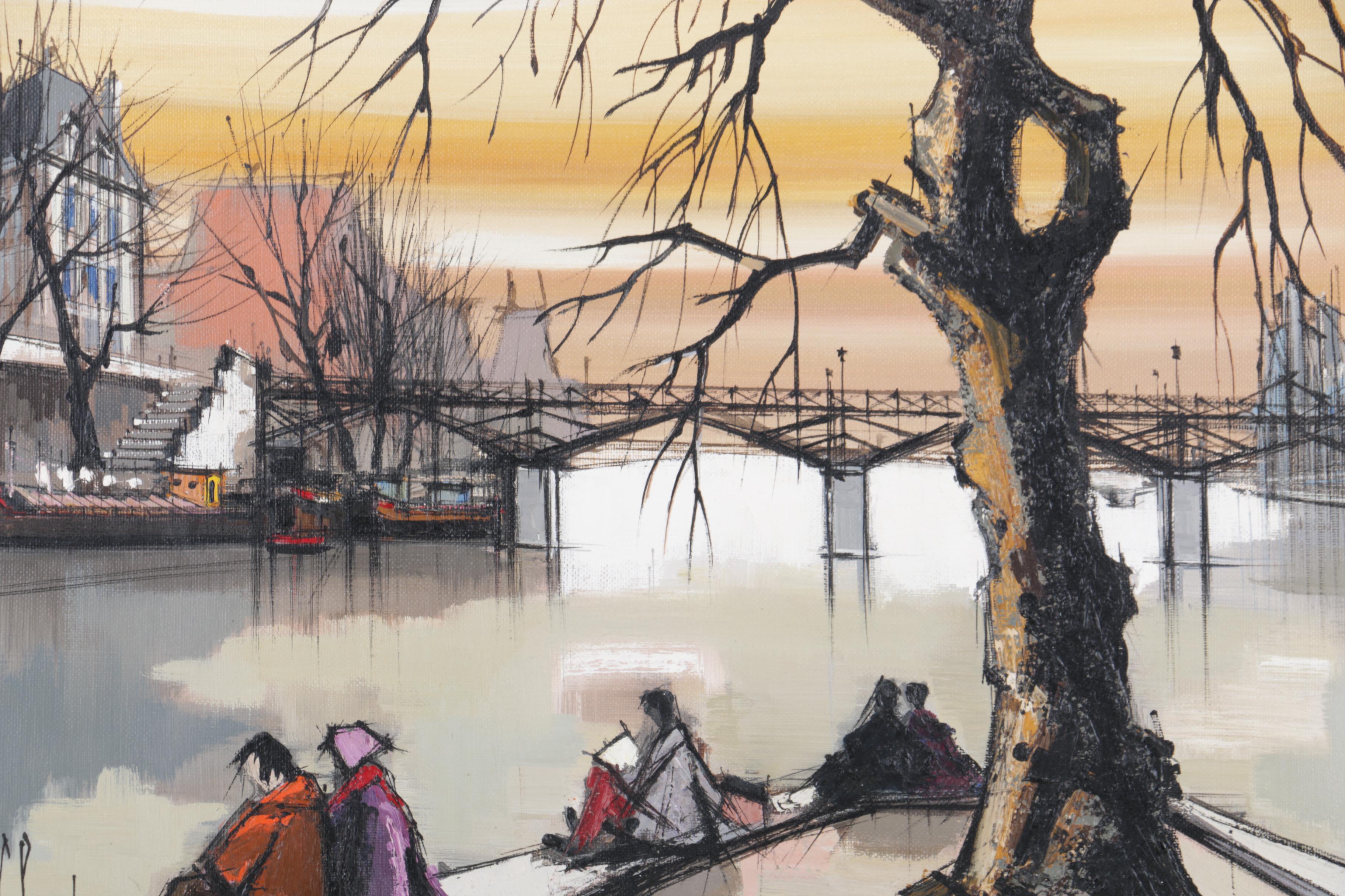 F. Claude Oil Painting on Canvas of City Scene