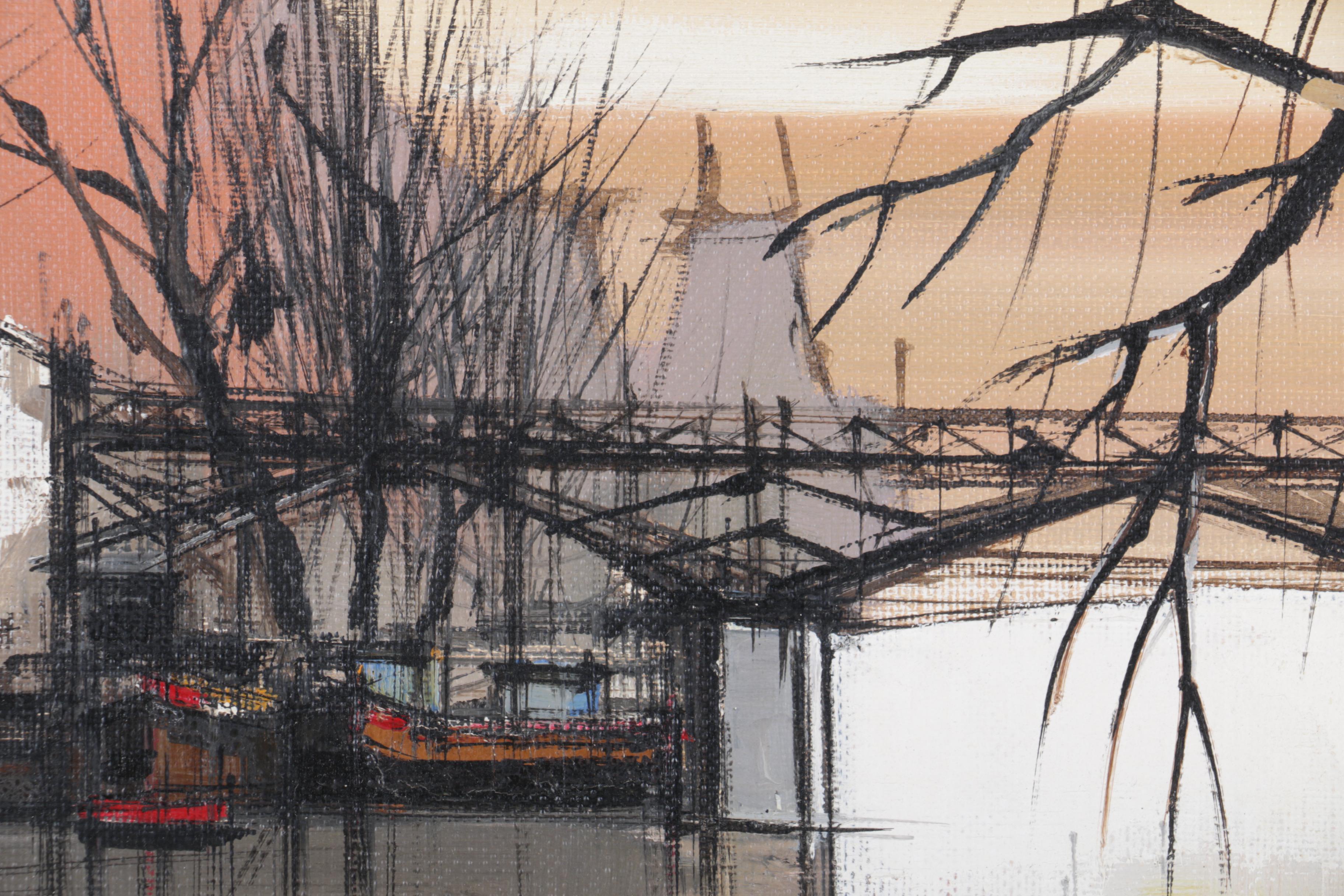 F. Claude Oil Painting on Canvas of City Scene