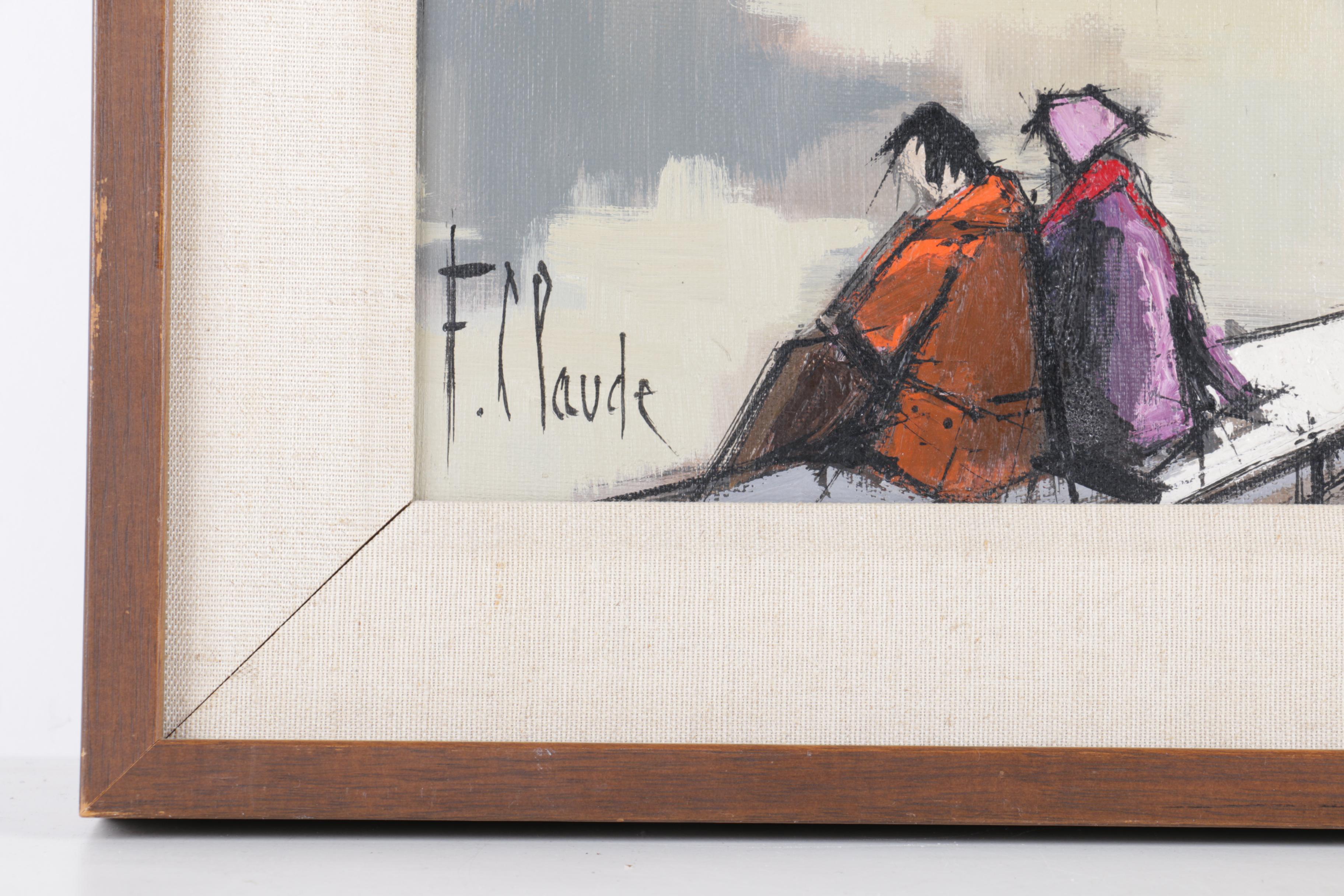 F. Claude Oil Painting on Canvas of City Scene