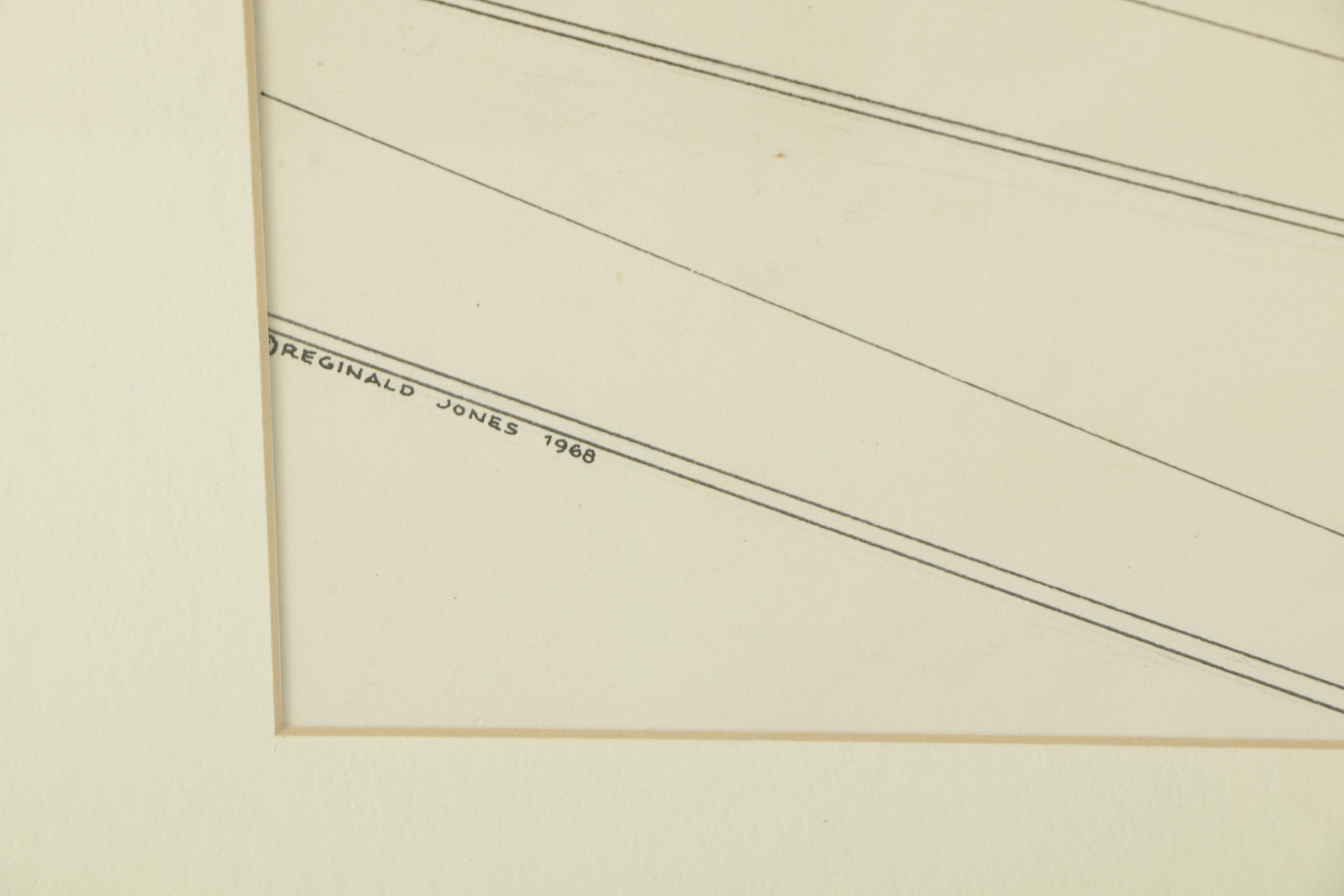 Reginald Jones Ink Drawing on Paper of Street Car