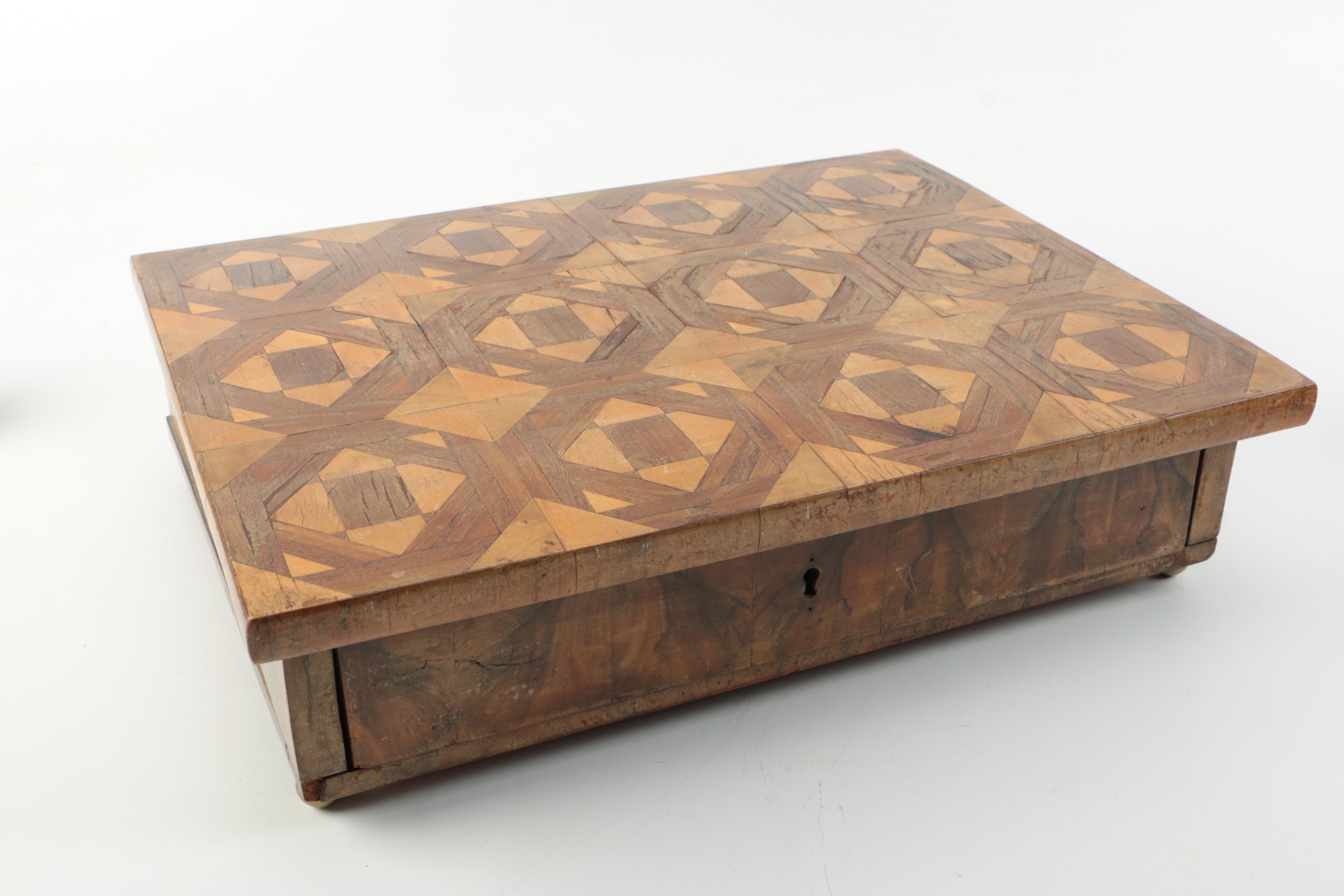 Vintage Mixed Wood Trinket Box