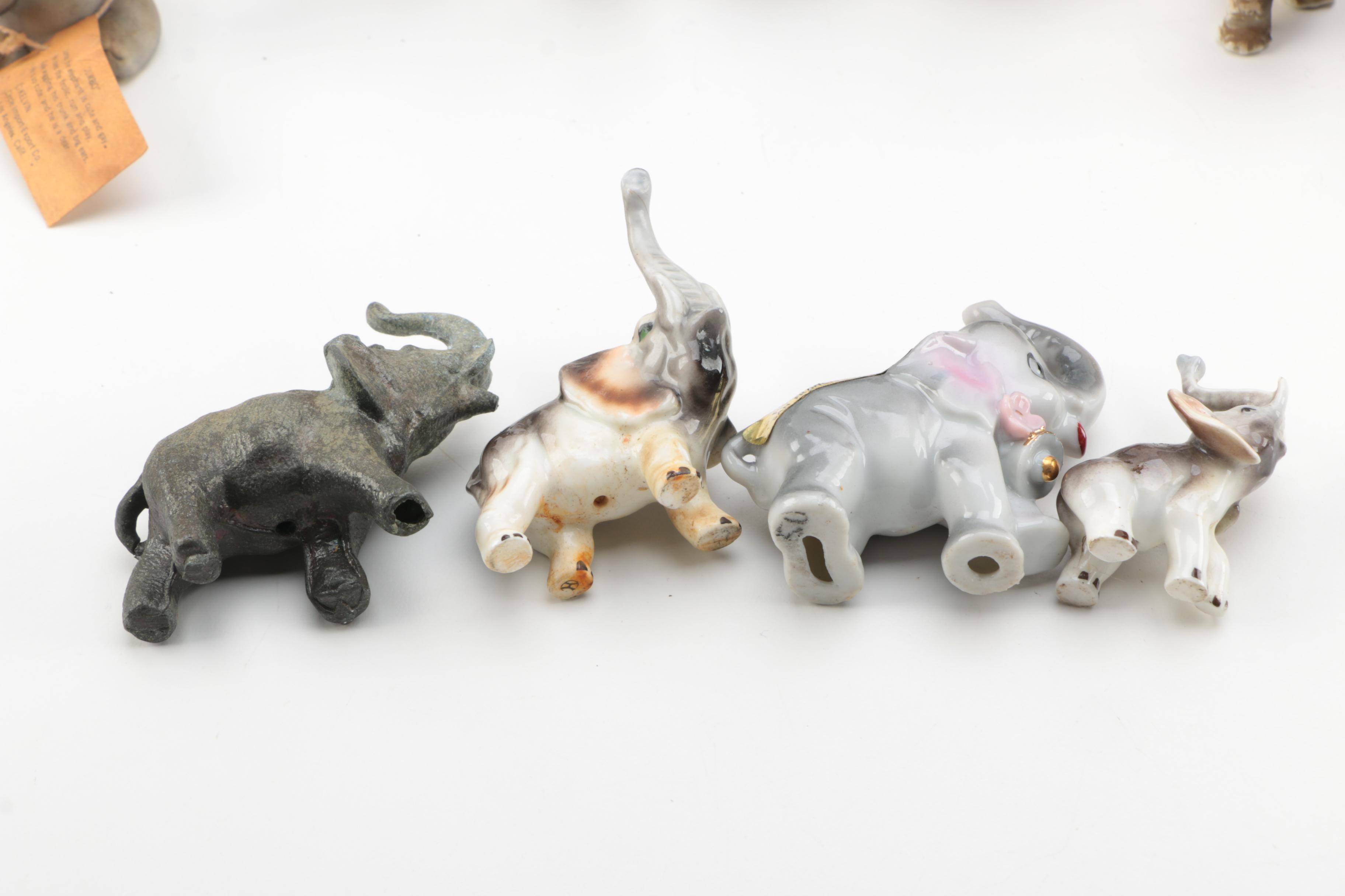 VIntage Porcelain and Ceramic Elephant Figurines