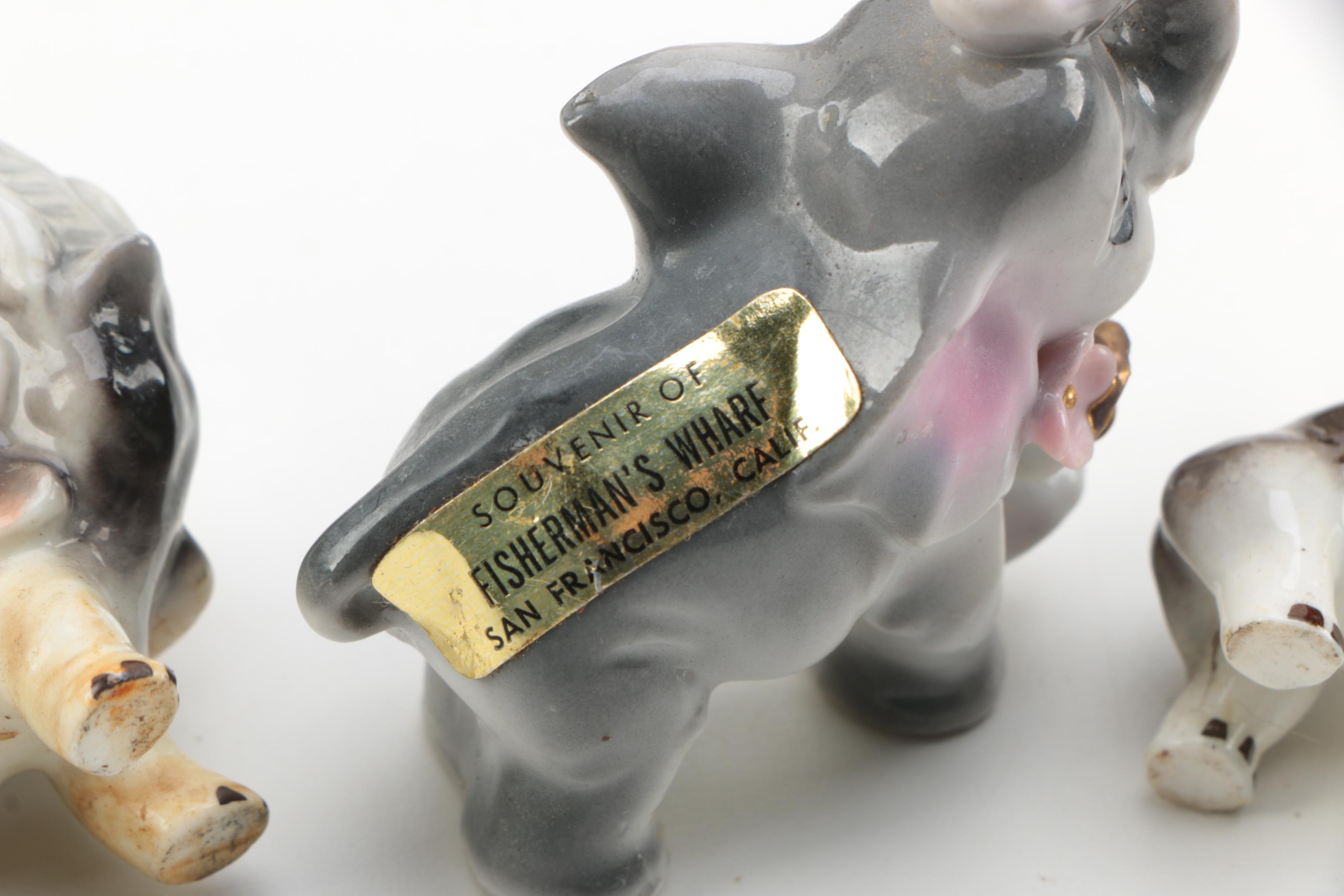 VIntage Porcelain and Ceramic Elephant Figurines