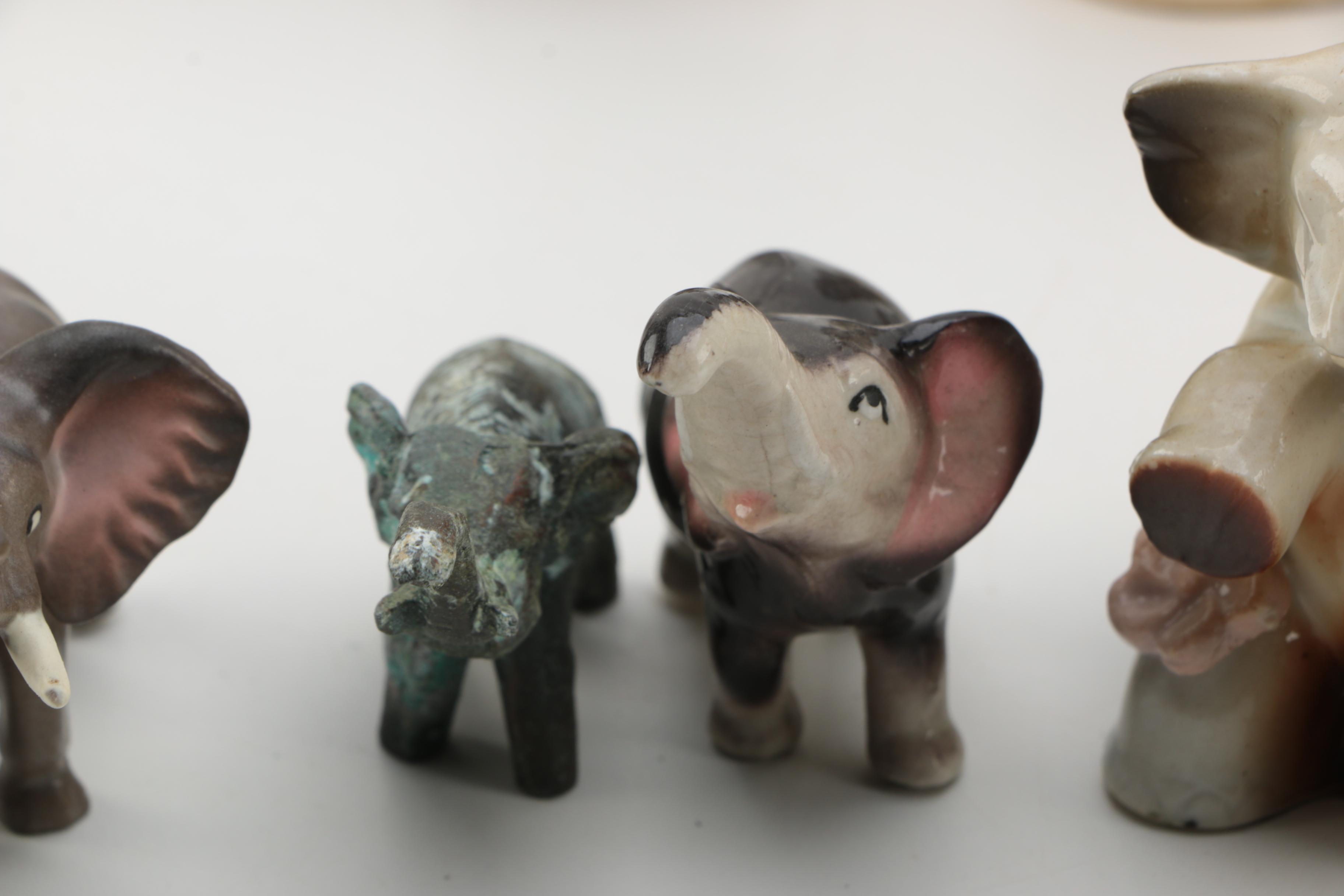 VIntage Porcelain and Ceramic Elephant Figurines