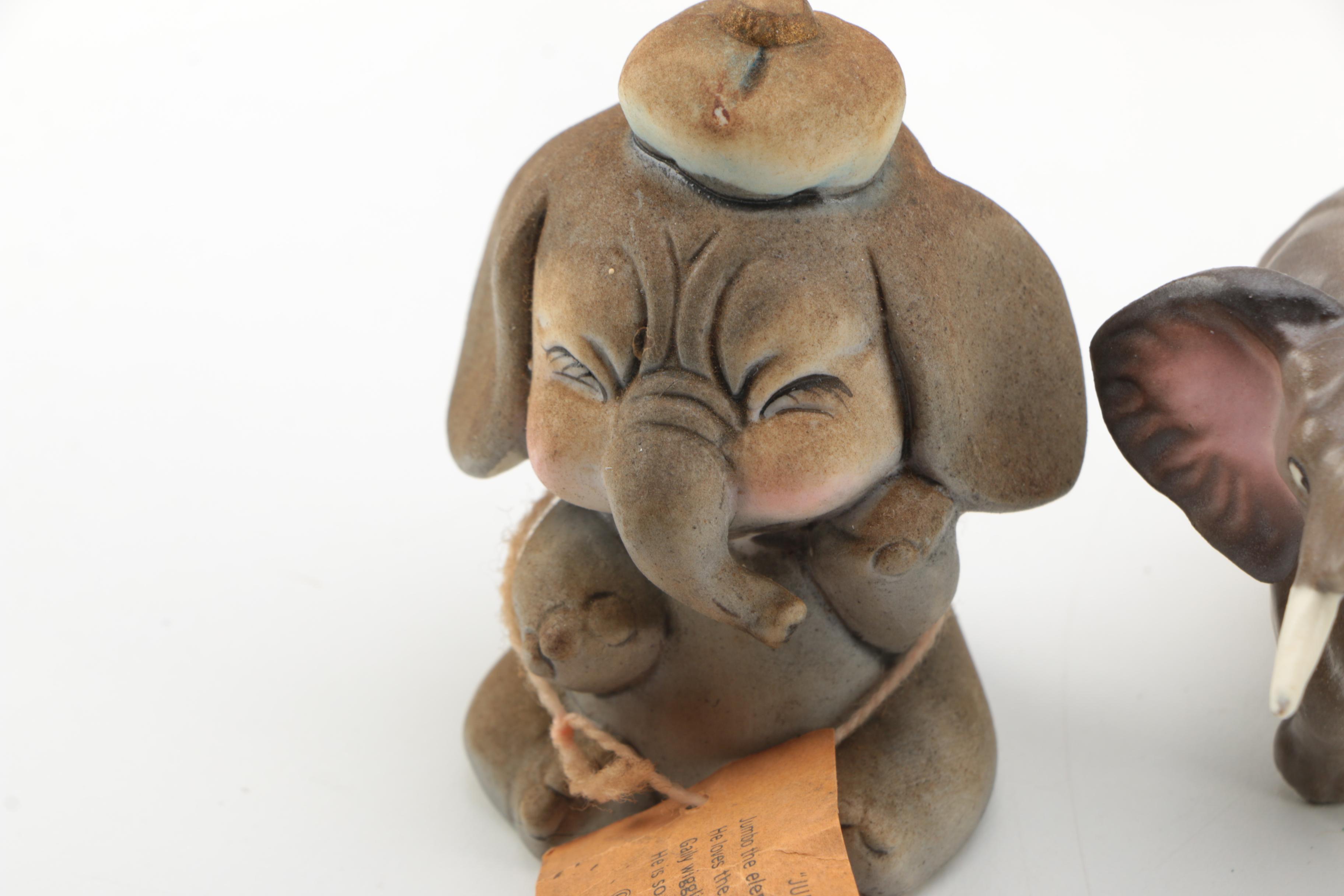 VIntage Porcelain and Ceramic Elephant Figurines